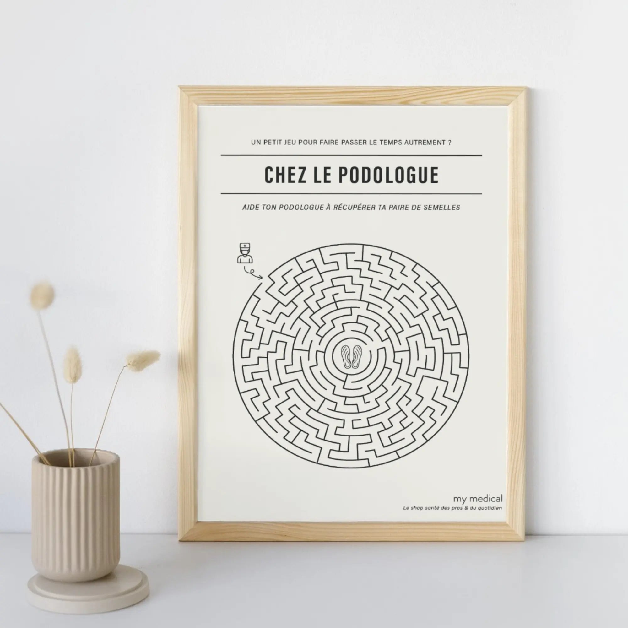 Affiche décorative labyrinthe - Salle d'attente cabinet pédicurie-podologie My Podologie  30 x 40 cm