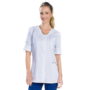 Anaïs - Tunique - Manches Longues - Femme - 75cm My Blouse  Sergé-Blanc-Marine-T6-XXXL