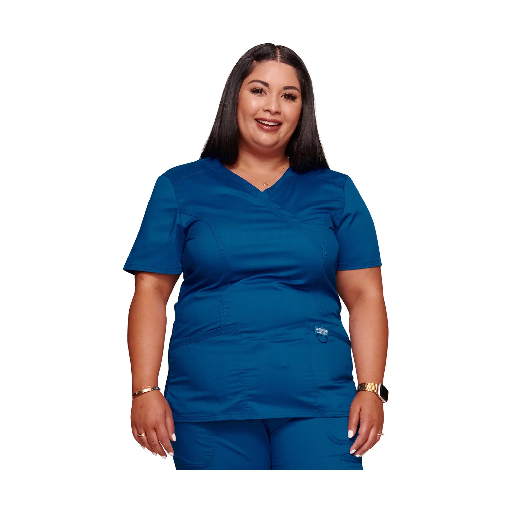 Béziers - Tunique cache-cœur col V - Femme - Cherokee - Couleur 1 Cherokee Authentic Workwear  Bleu-Roi-3XL