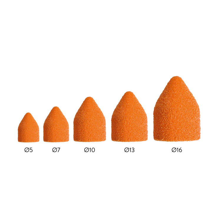 Capuchons Pointes Oranges SK-PODO X10 - Ø 5mm / 16mm - Grain Fin, Moyen ou Gros - Lukas Podological Lukas Podological  Fin-16-mm