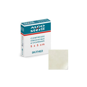 Compresses Algostéril hémostatiques cicatrisantes stériles - 3 formats - Laboratoires Brothier Algosteril  5x5-cm-Boîte-de-10-compresses