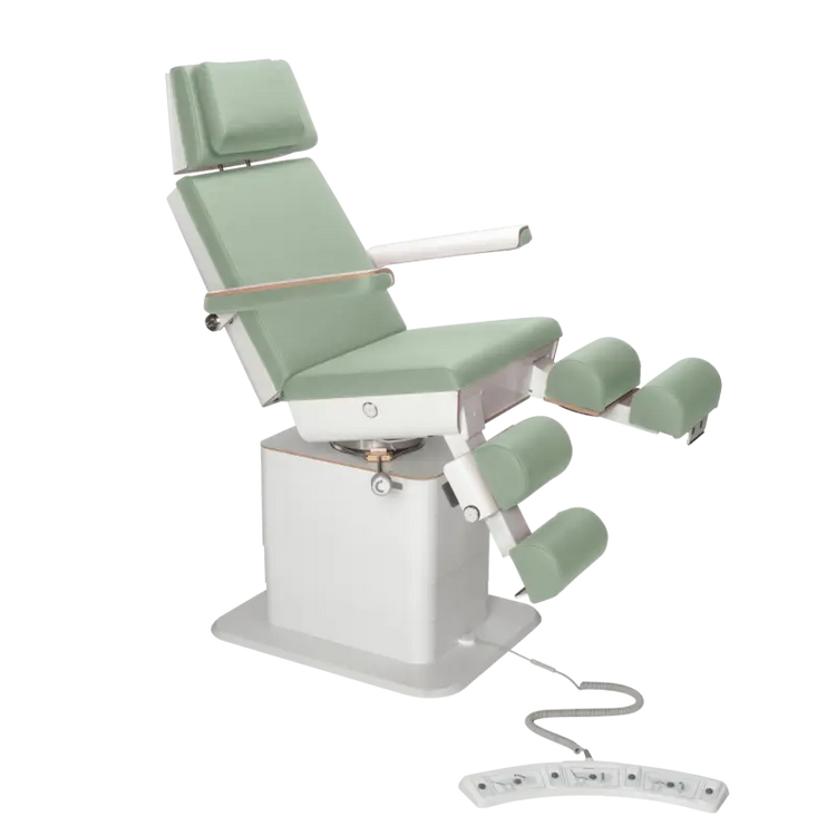 Fauteuil de pédicurie - MOON - Relevage électrique - Filaire - Ruck My Podologie  Sauge-3-moteurs-2-Blanc