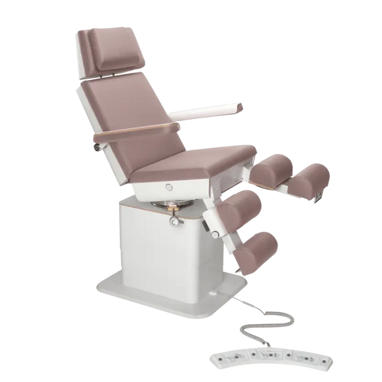 Fauteuil de pédicurie - MOON - Relevage électrique - Filaire - Ruck My Podologie  Taupe-3-moteurs-2-Blanc