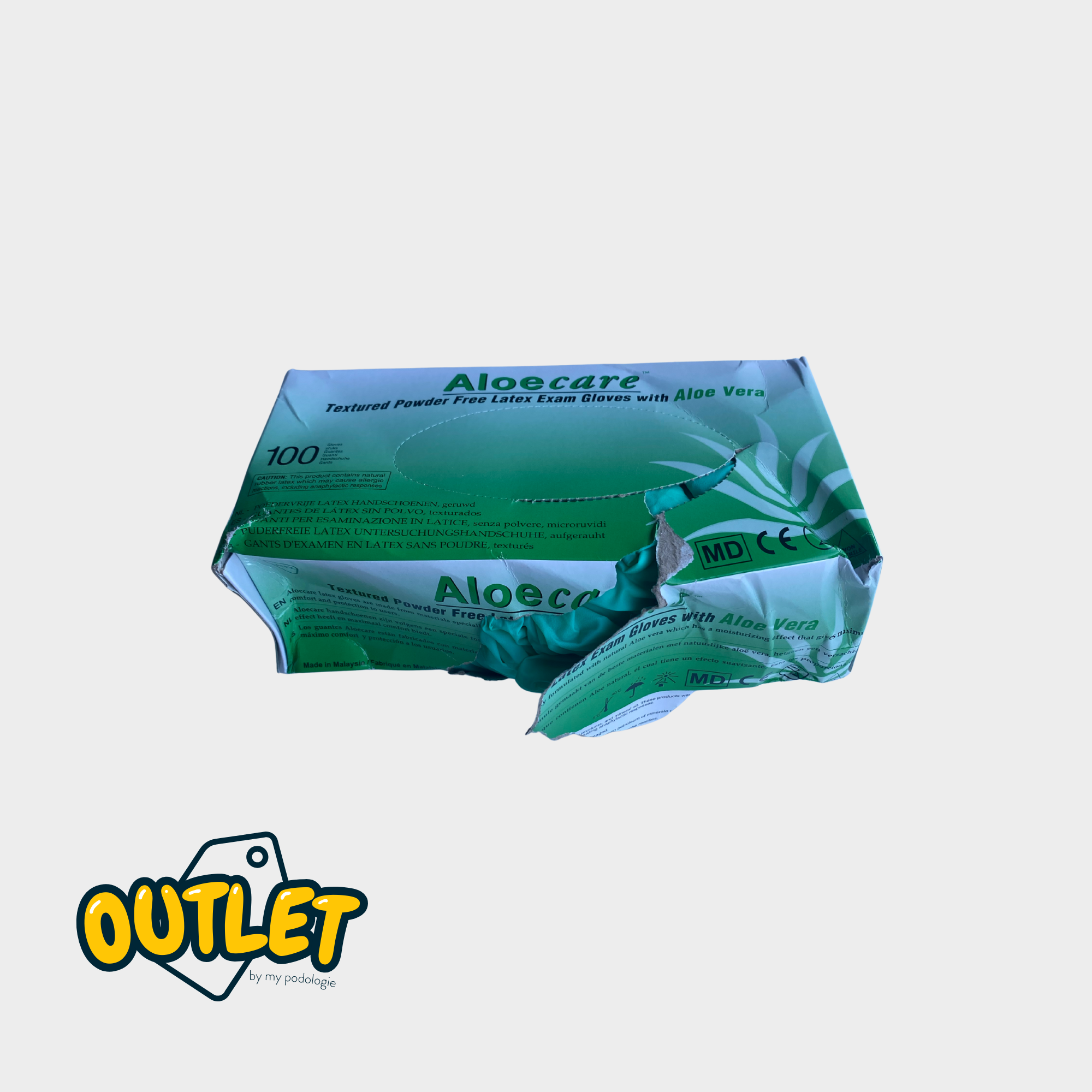 Gants d'examen - Latex avec Aloé Véra - Sans poudre - Taille M - My Podologie // Défaut MP 