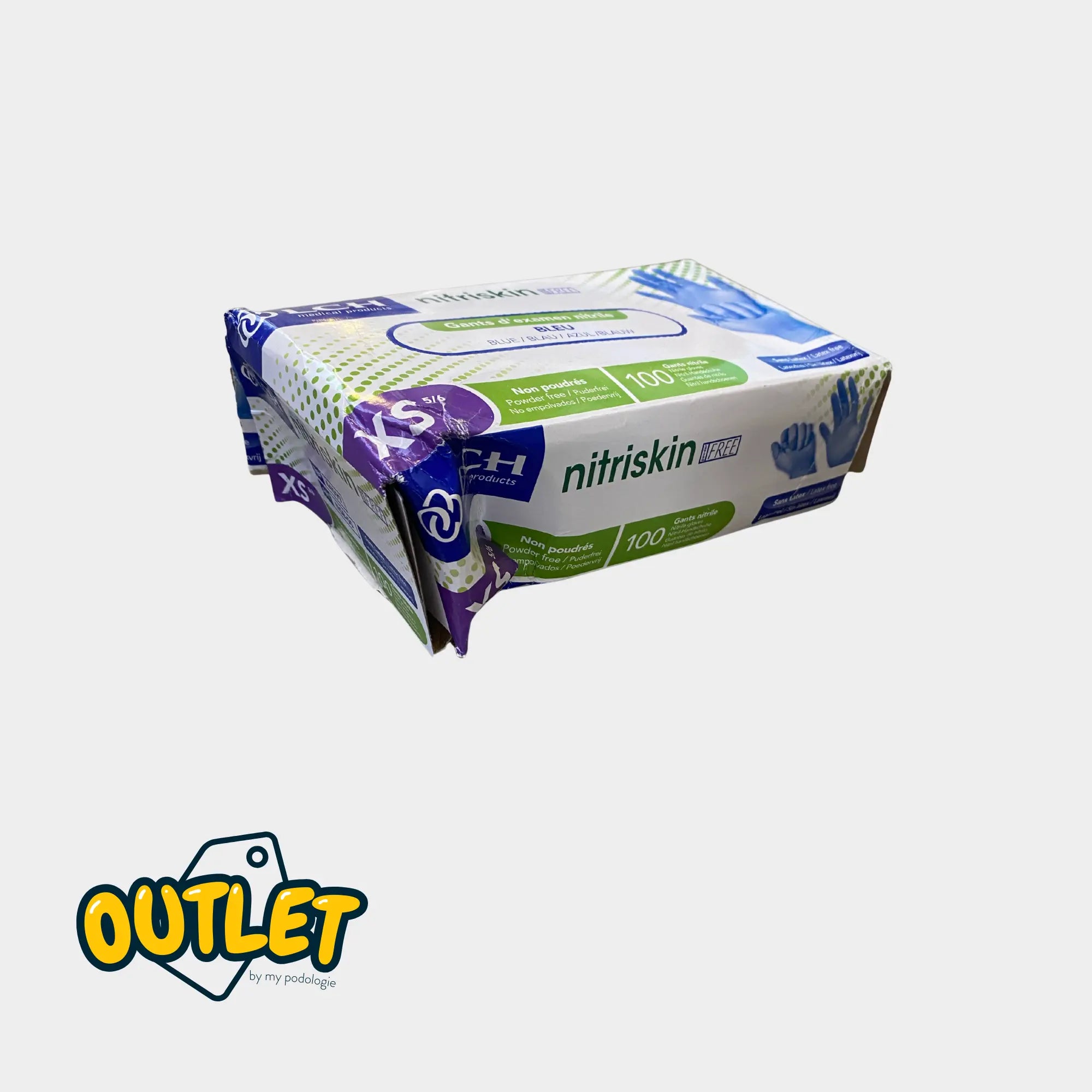 Onderzoekshandschoenen - Nitril - Poedervrij - Ambidexter - Doos van 100 - My Podology // Opruiming Opruiming 