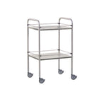 RVS tafel op voetstuk - 2 dienbladen - 70 x 50 x 80 cm - Uitneembare galerijen