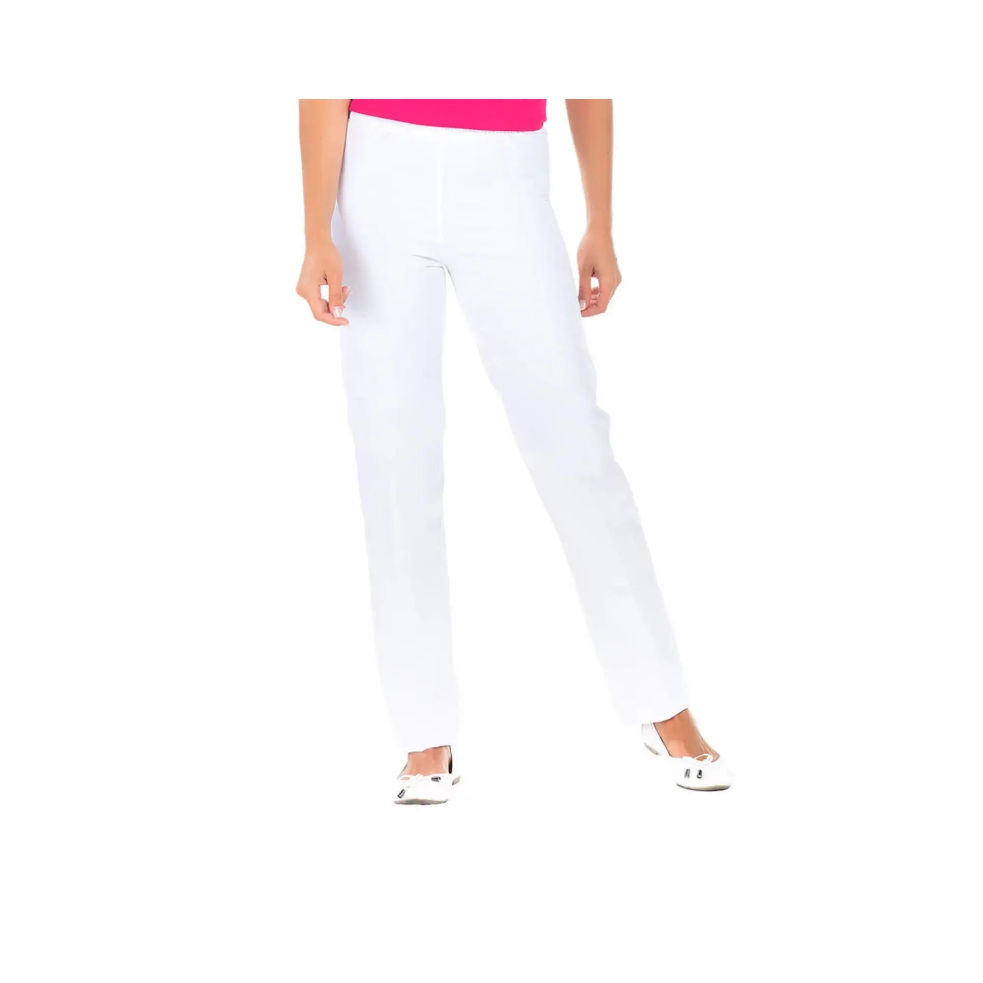 Manu - Pantalon Coton Blanc B20 - Mixte - Ceinture élastique - Sans poche My Blouse 
