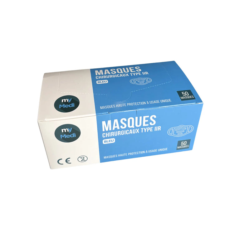Masque chirurgical 3 plis de type IIR  - Norme EN14683 - Certification CE - Boîte de 50 masques - My Médical My Medical 