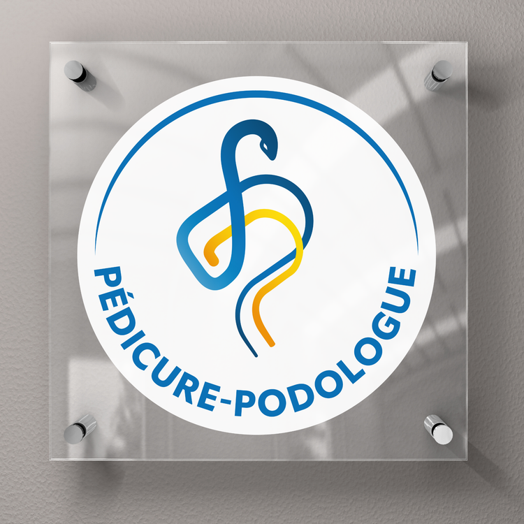 Pedicure-podoloog plaquette met officieel logo - Plexiglas 45x45cm - Zonder afstandhouders Mijn Podologie 
