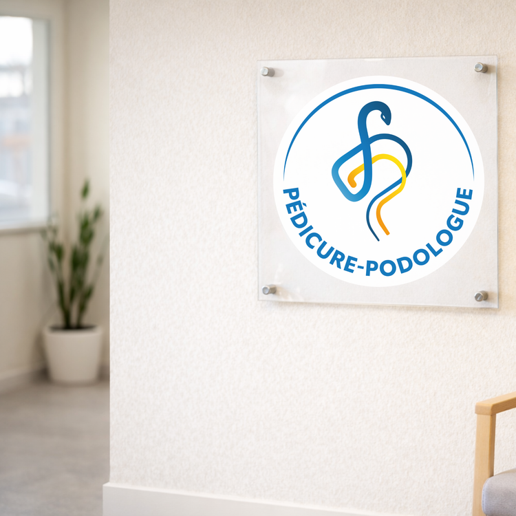 Pedicure-podoloog plaquette met officieel logo - Plexiglas 45x45cm - Zonder afstandhouders Mijn Podologie 