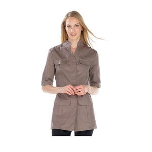 Shana - Tunique - Manches Courtes - Femme - 75 cm My Blouse  Sergé-Taupe-T6-XXXL