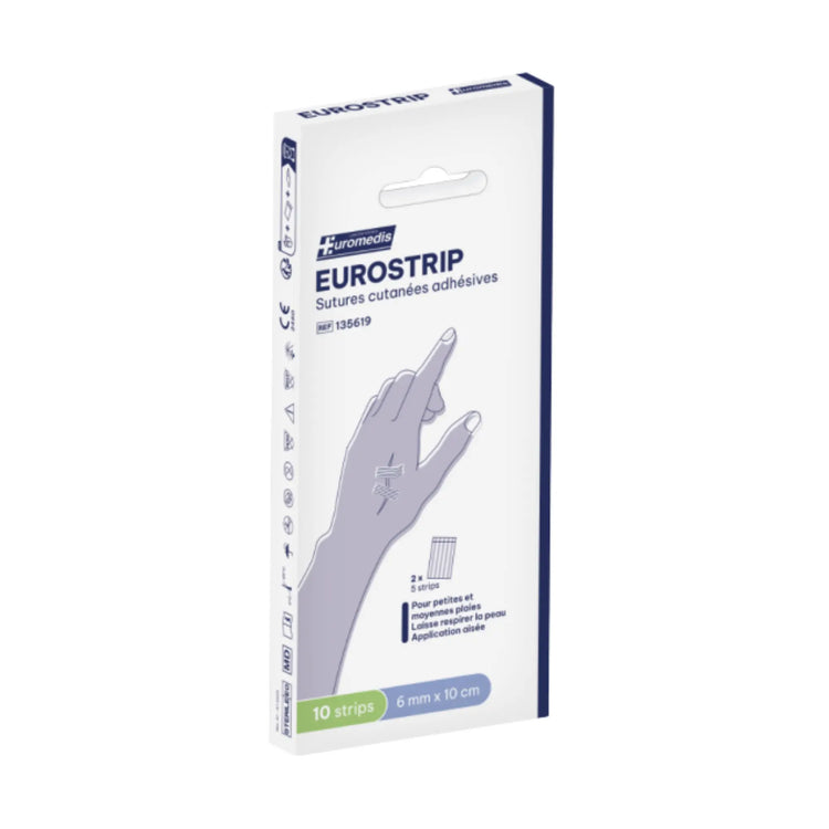 Eurostrip zelfklevende huidhechtingen - 6mm x 10cm - 10 strips - Euromédis BSN Medical 