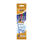 Balpennen - blauw/zwart/rood/groen medium 1,2 mm - Cristal Soft - 5 stuks - BIC